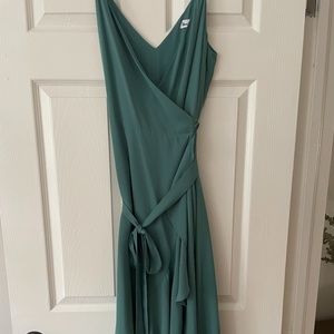 Vernacular Teal Wrap Dress, Size Large